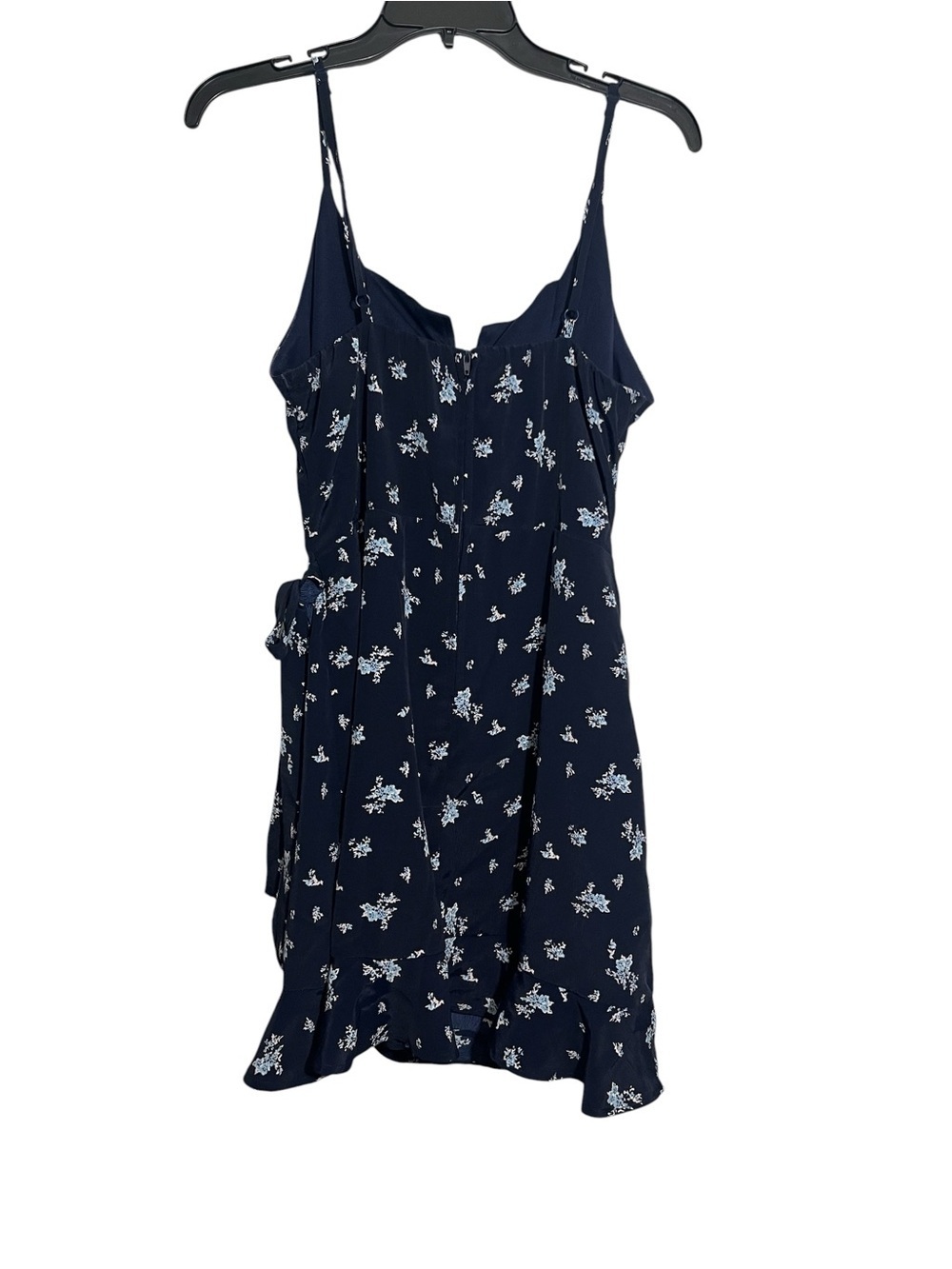 Speechless Navy Floral Ruffle-Trim Wrap Mini Dress - Picture 3 of 4